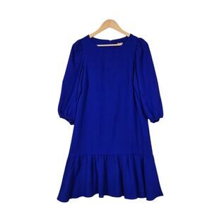 DKNY Shift Dress sz 8 Blue Ruffle Hem Cocktail $109 SRP